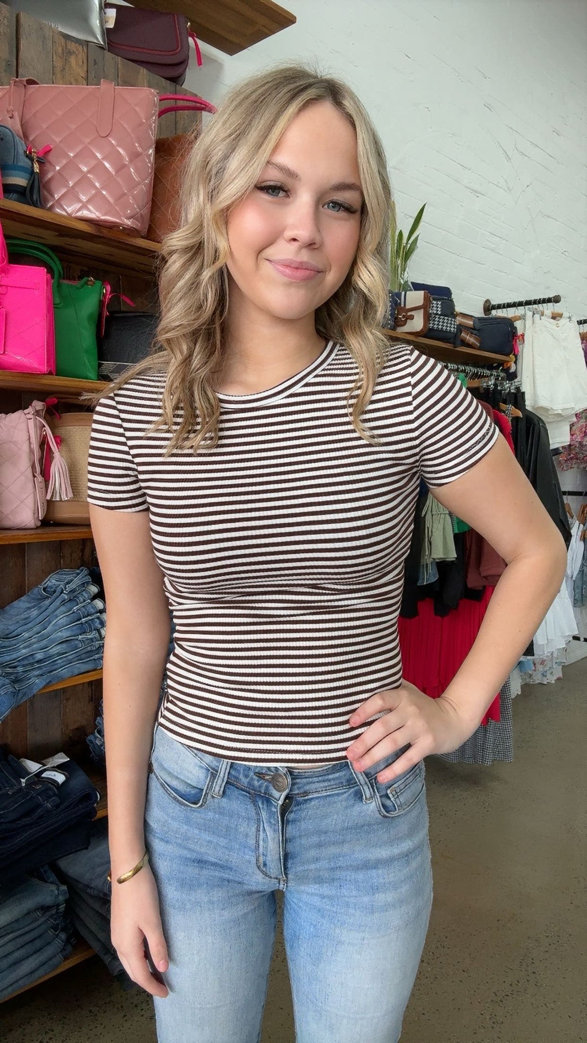 Eve Rib Baby Tee - Brown