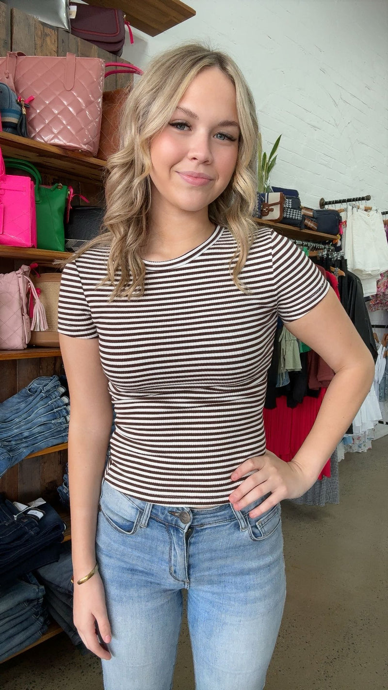 Eve Rib Baby Tee - Brown