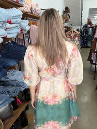 Bridget Dress - Cream and Green Floral