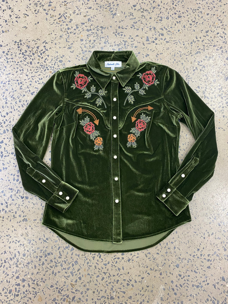 Rock and Roll - Velvet Retro Long Sleeved Snap (LWN2S07121)