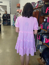 Mia Dress - Stripe Pink