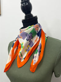 Western Wild Rag - Floral Check (Orange)