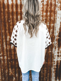 Wandering Heart Oversized Tee - White & Brown