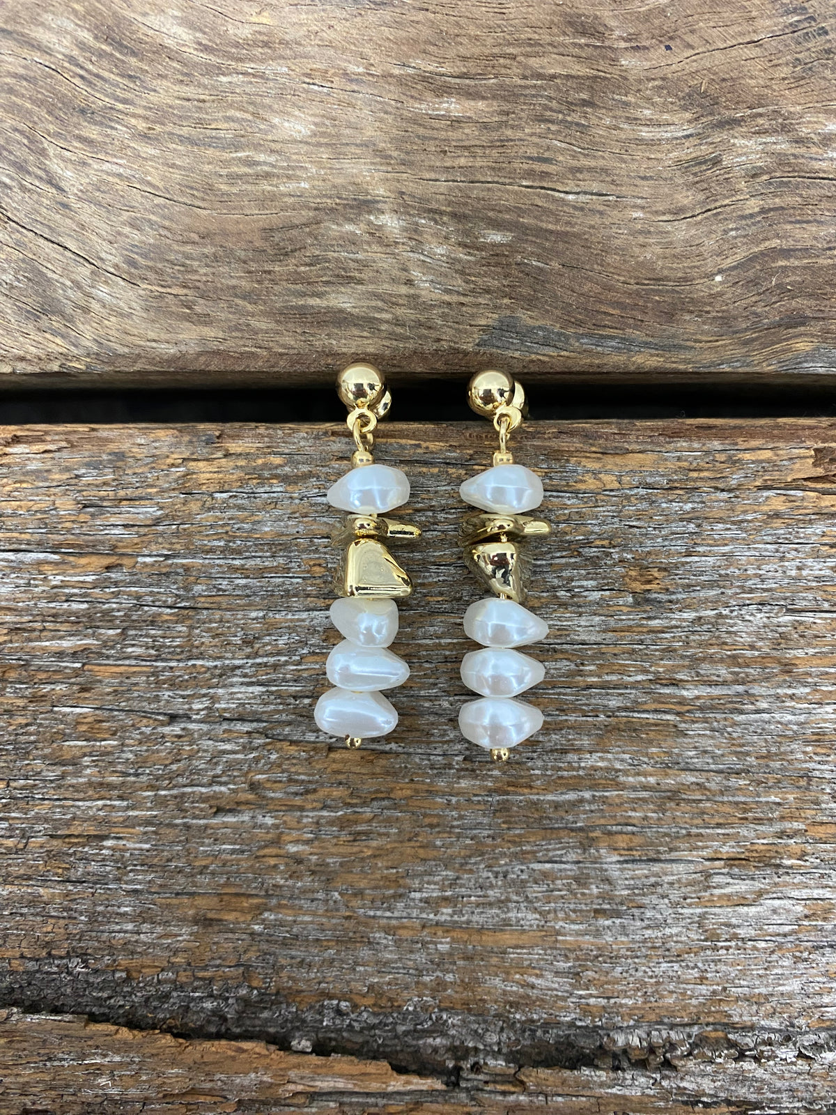 Earrings - Pearl Metal Bead Earrings