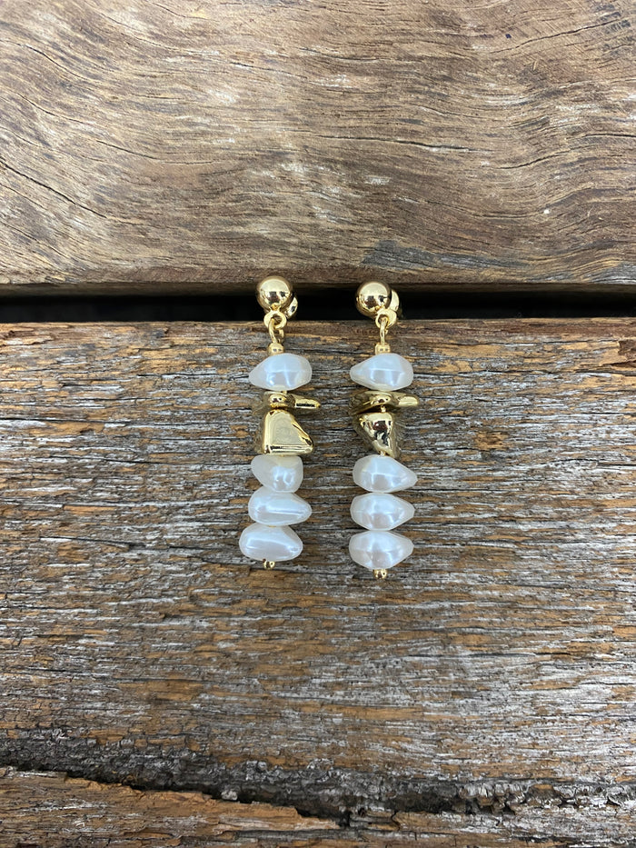 Earrings - Pearl Metal Bead Earrings