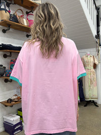 Senorita Margarita Oversized Tee - Pink & Teal