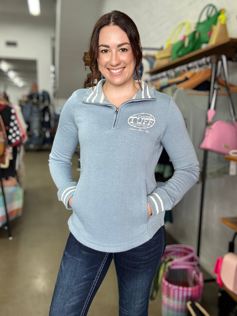 Cowgirl Tuff Jumper - Light Blue/White Print