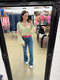 Bloom Top - Green & Pink Floral