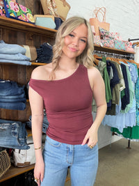 Kylie Off Shoulder Top - Burgundy