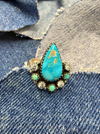 Janis Adjustable Ring - Silver Turquoise