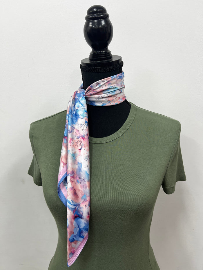Western Wild Rag - Watercolour Flowers (Blue)