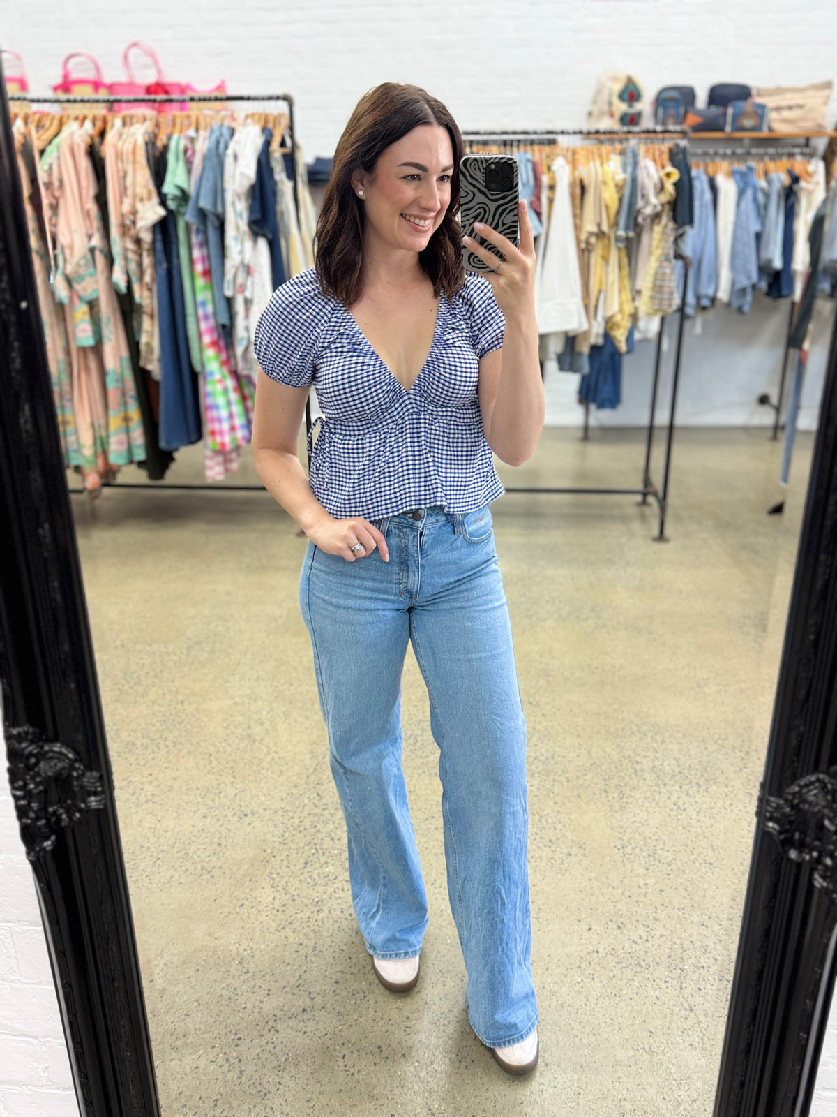Rylie Top - Blue & White Gingham