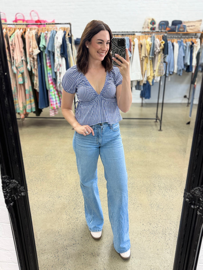 Rylie Top - Blue & White Gingham