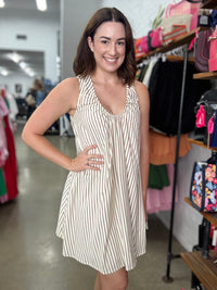 Hattie Mini Dress - Brown & Beige