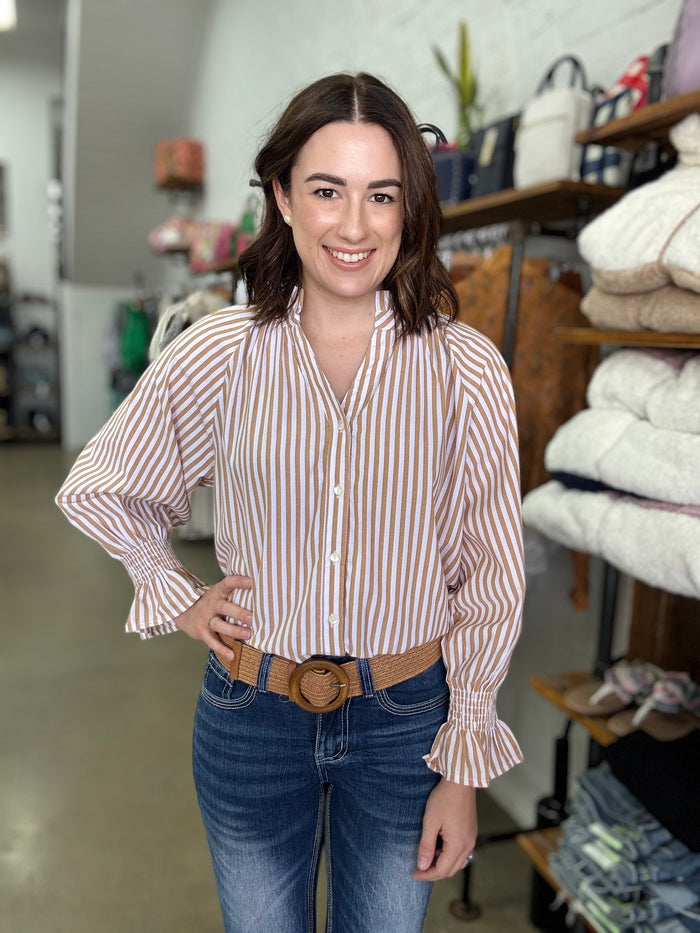 Rylan Top - Beige Stripe