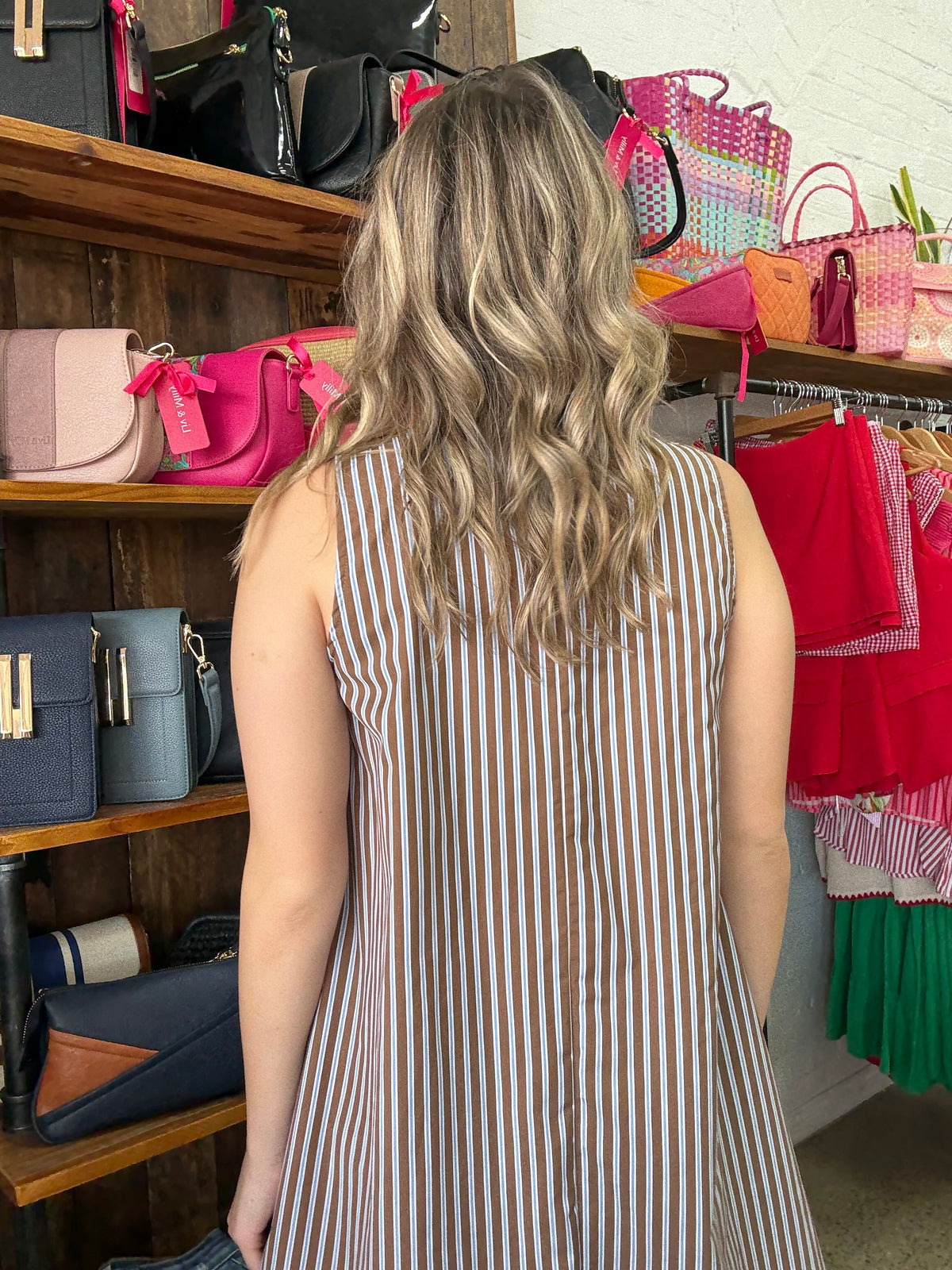 Hattie Mini Dress - Brown & Blue