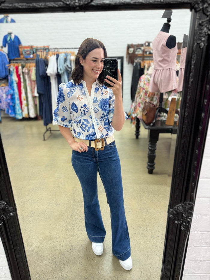Mabel Top - Blue Floral