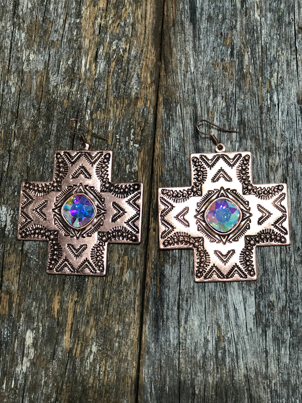 Western Earrings - Copper Cross Earring