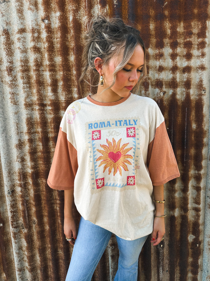 Postcards Oversized Tee - Vanilla