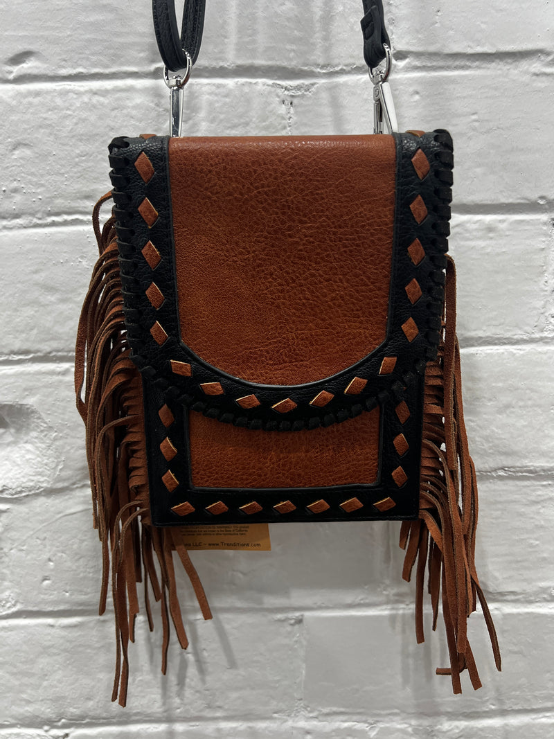 Maysie Black & Tan Crossbody Wallet