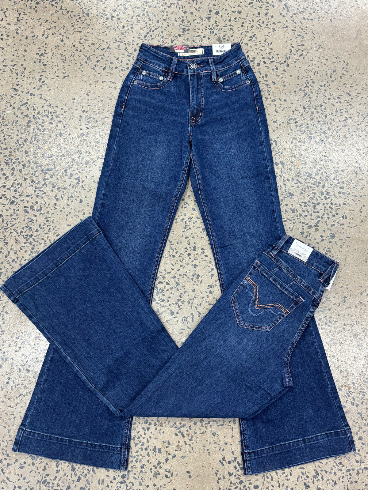 Rock & Roll Cowgirl Jeans - BW5HD09760 - Turquoise Coin Pocket High Rise Trouser