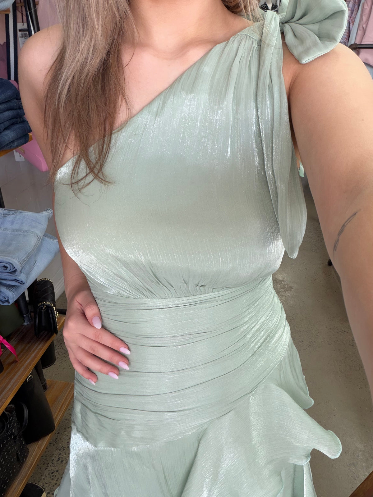 Florence Dress - Shimmer Sage