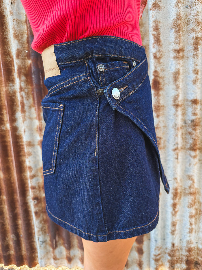 Lenni Mini Skort - Dark Wash Denim