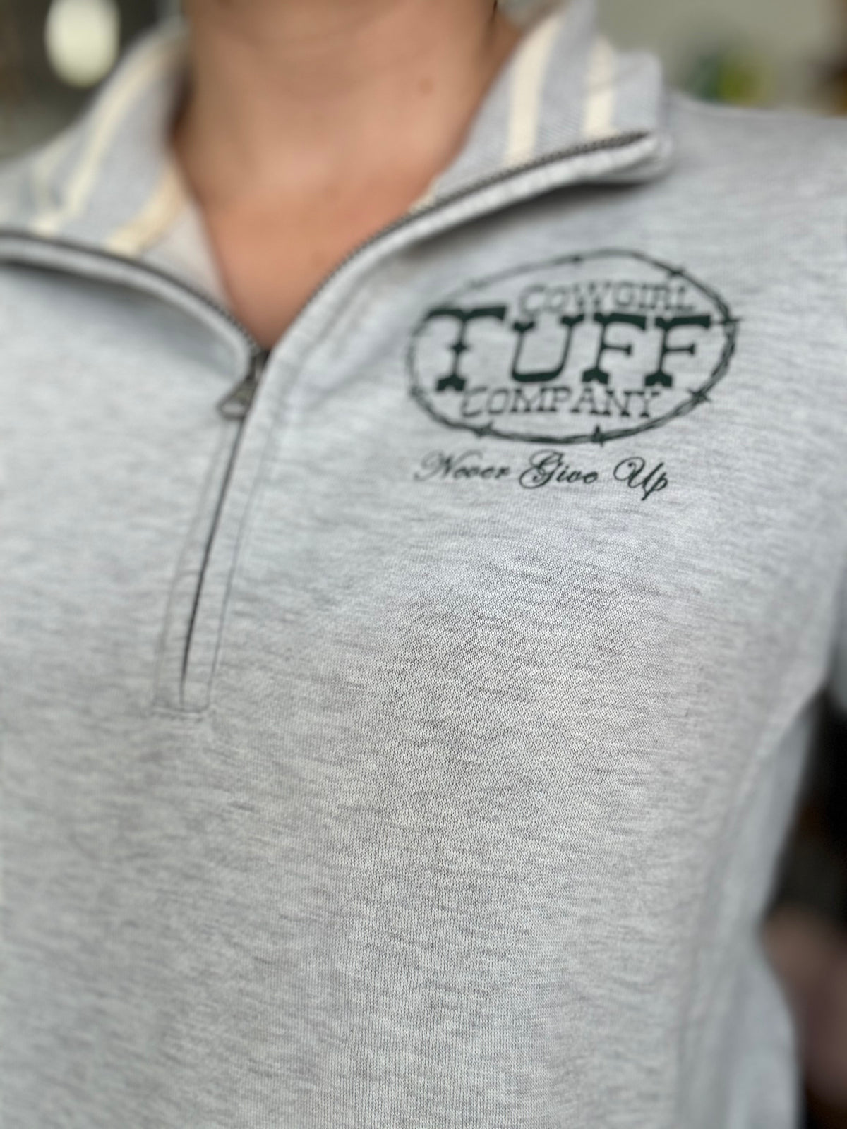 Cowgirl Tuff Jumper - Dark Green/White Print