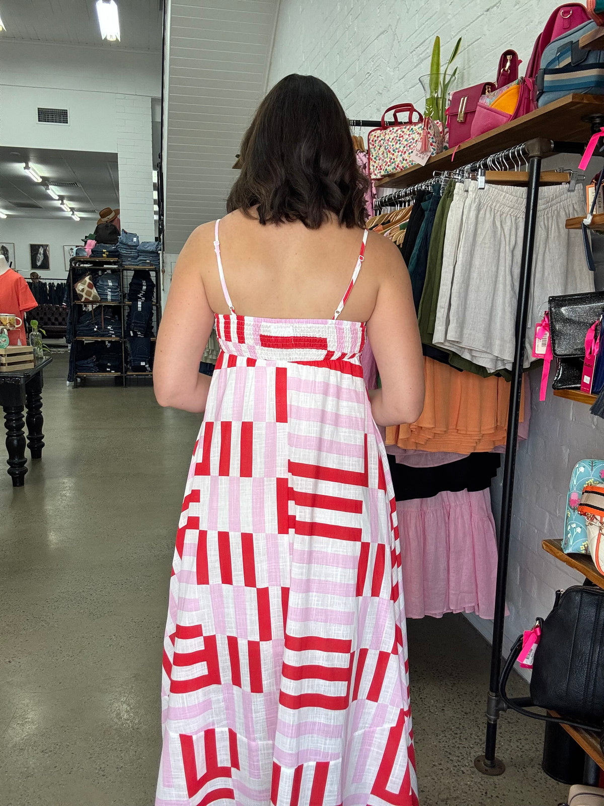 Valentia Geo Maxi - Pink/Red/White