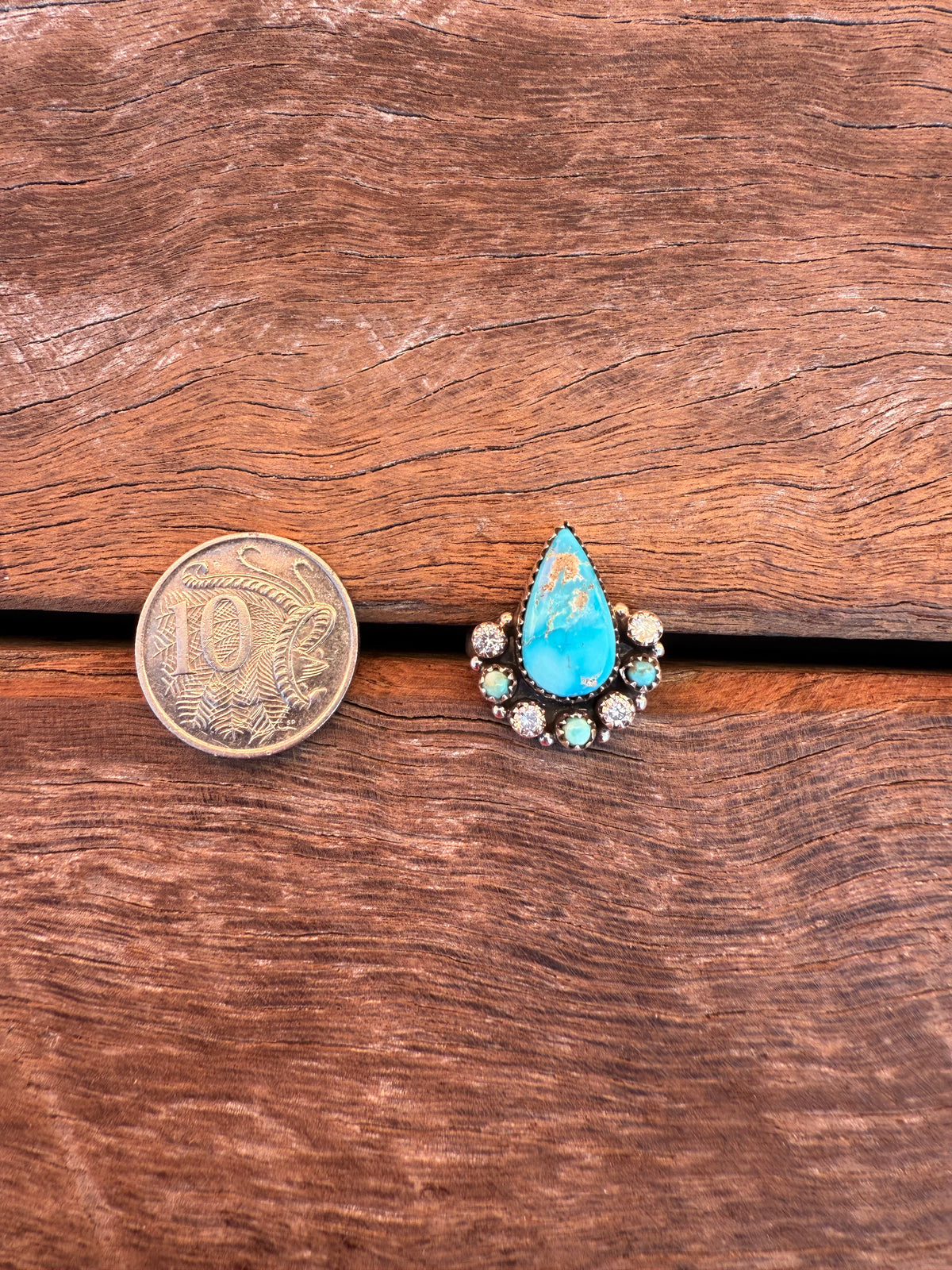 Janis Adjustable Ring - Silver Turquoise