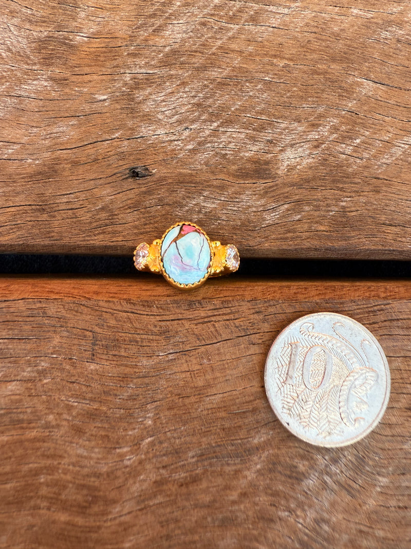 Elle Adjustable Ring - Cotton Candy Dahlia Stone