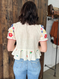 Hadley Top - Cream & Red Floral