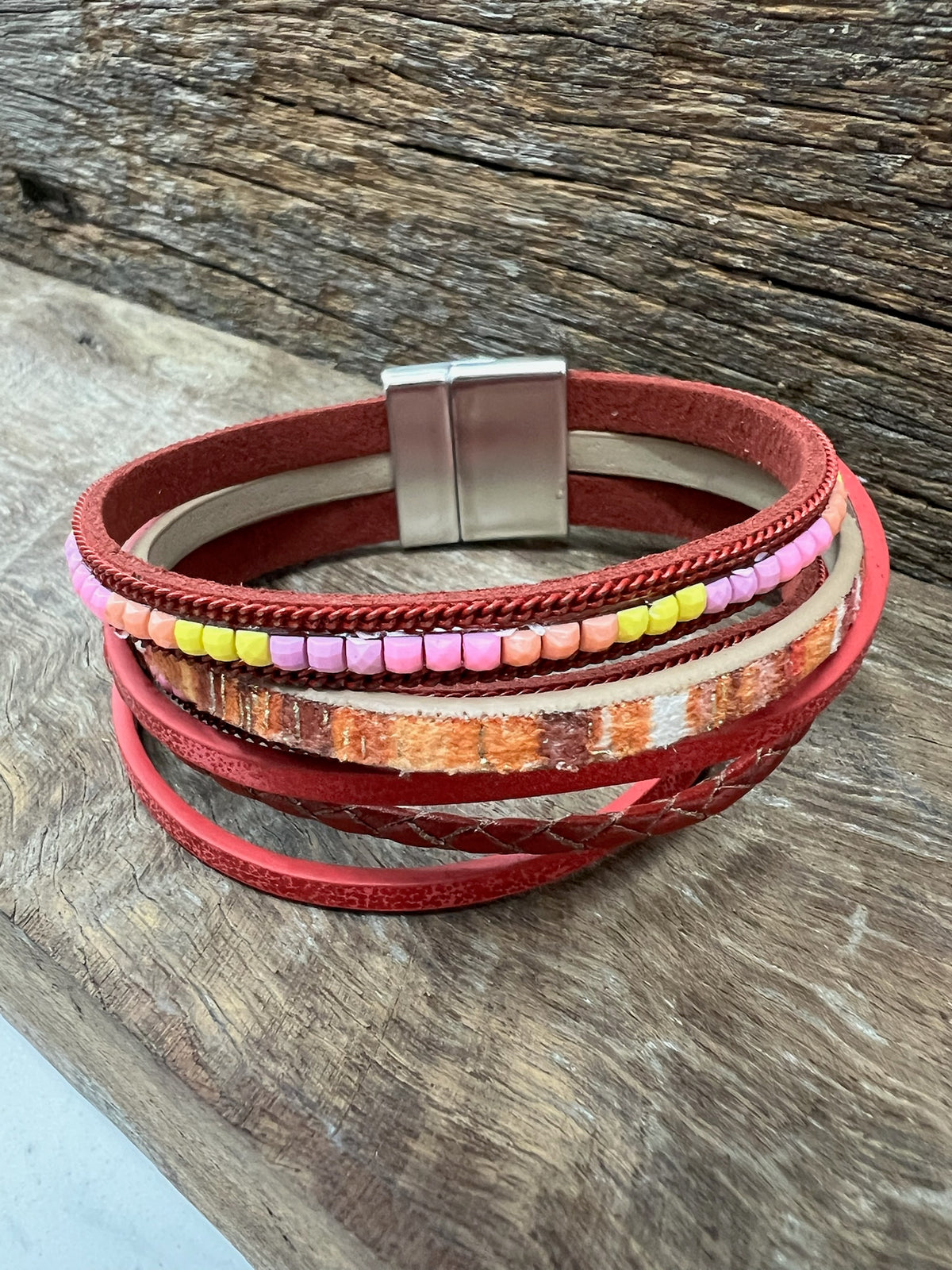 Multi Strand Magnetic Bracelet - Pink