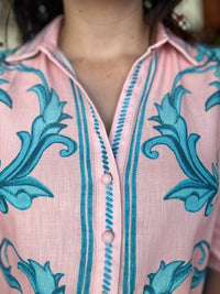 Mabel Top - Pink & Aqua Floral