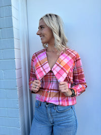 LJC Matilda Top - Poplin Pink Plaid