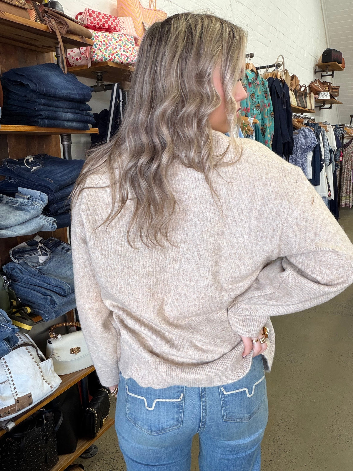 Western Boot & Hat Knit - Beige
