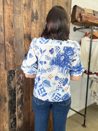 Mabel Top - Blue Floral