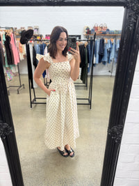 Zyla Dress - Navy Polka Dot
