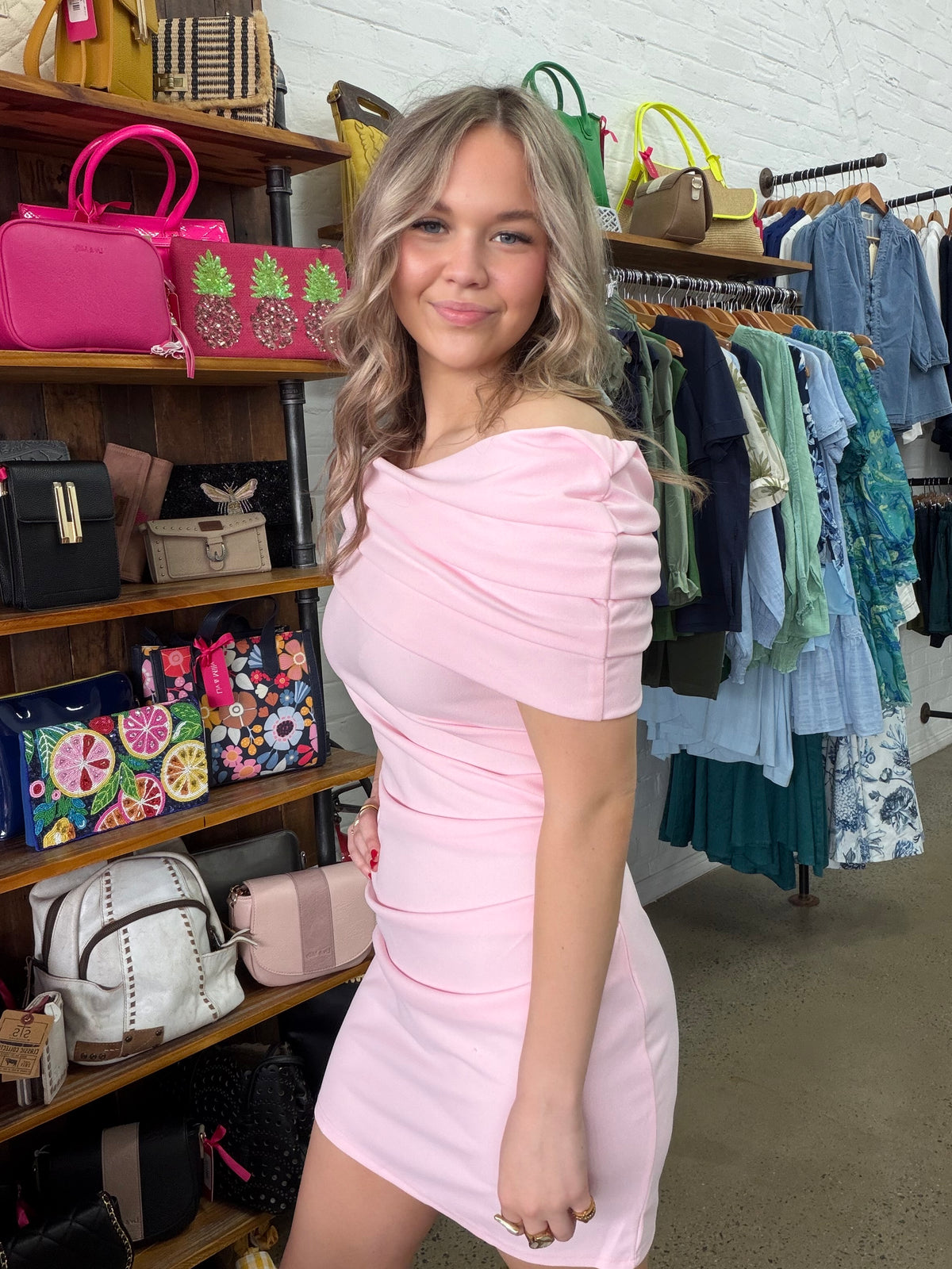 Lottie Mini Dress - Baby Pink