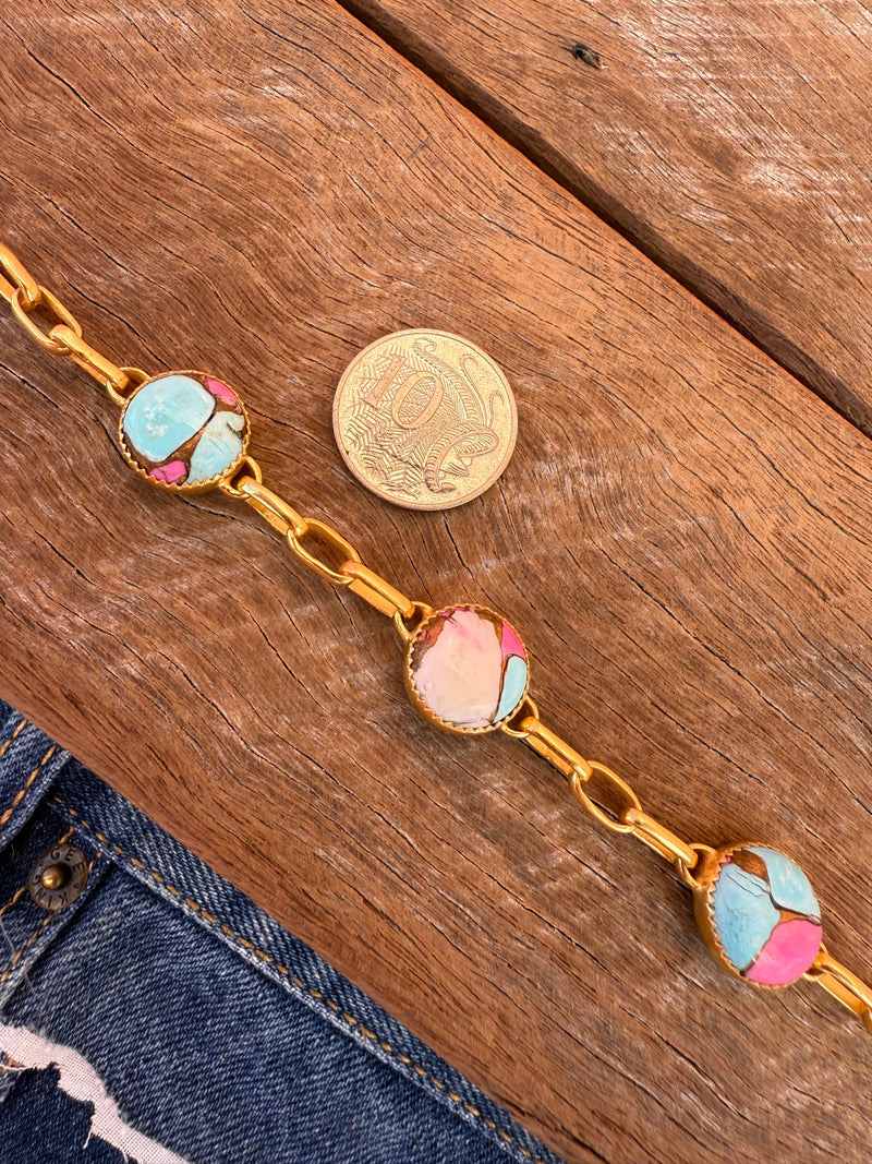 Clarise Bracelet - Cotton Candy Pink Dahlia Stones