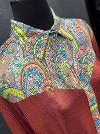 Cowgirl Tuff Pullover Arena Shirt - Rust Metallic With Colourful Paisley Accents