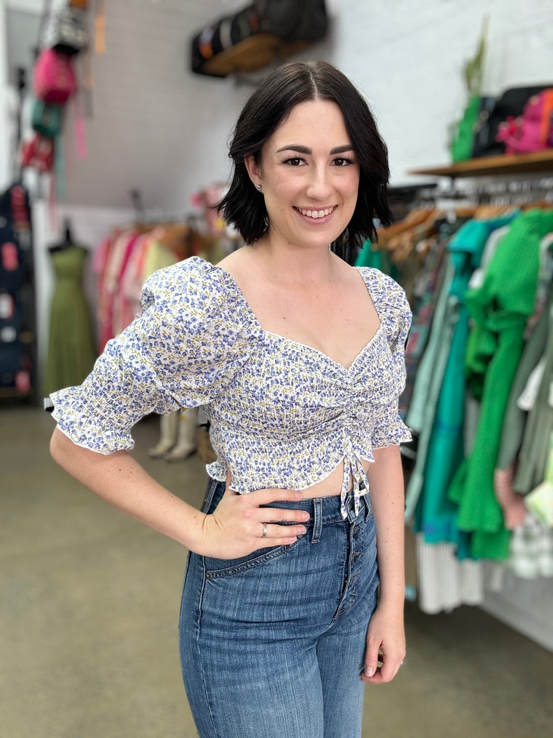 Addie Top - Blue Floral
