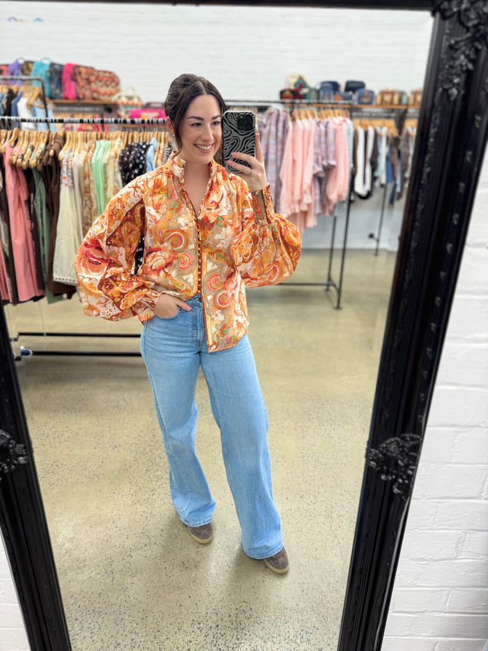 Bloom Top - Rust Floral Print
