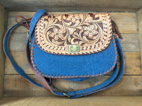 Becca - Tooled Denim Crossbody