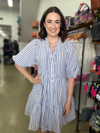 Hadley Dress - Blue Stripe