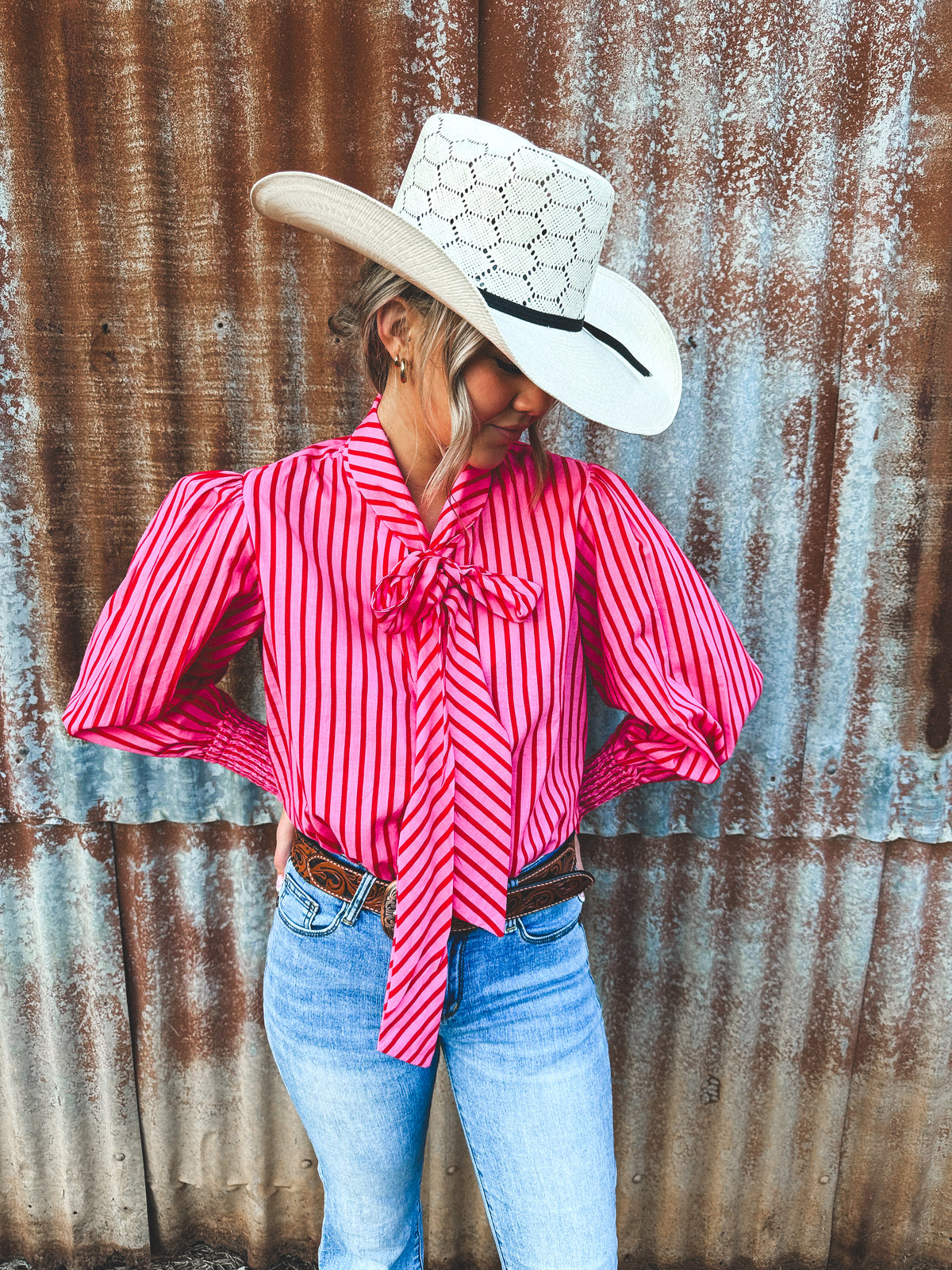 Nellie Top - Pink & Red Stripe