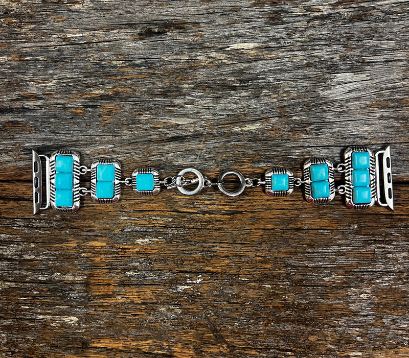 Silver Turquoise Apple Watch Band - Lori