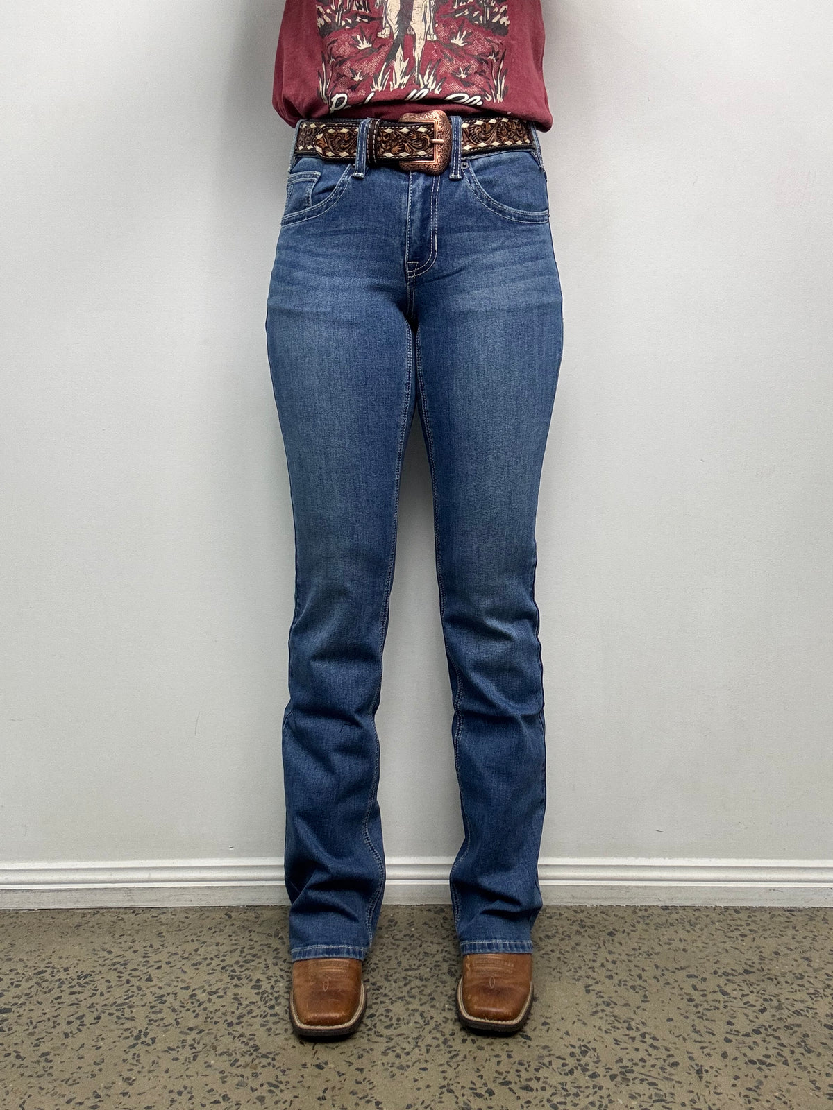 Rock & Roll Cowgirl Jeans - BW4RD09763 - Curve Embroidery Mid Rise Riding Fit