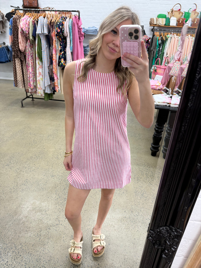 Franca Dress - Pink & White Stripe