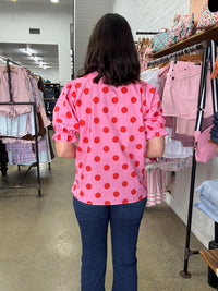 Pippa Top - Pink and Red Polka Dot